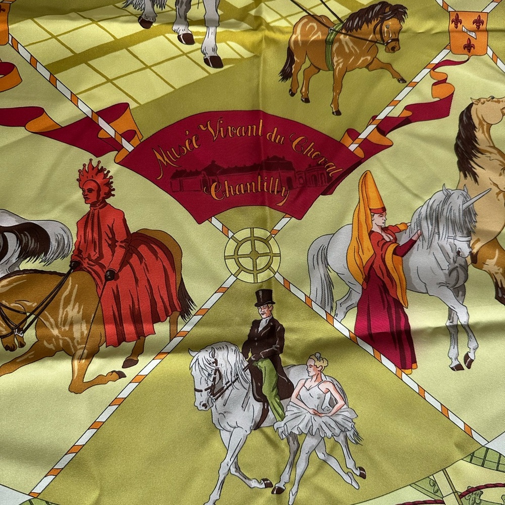 Hermes Silk Square Scarf "Musee Vivant du Cheval" by Hubert de Watrigant (90cm)